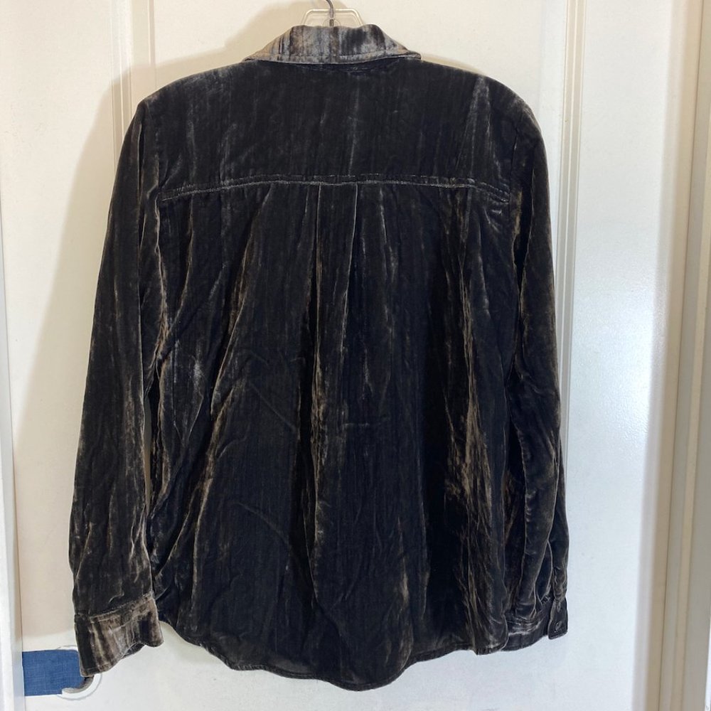 Splendid Gray Velvet Button Down Long Sleeve Shir… - image 4